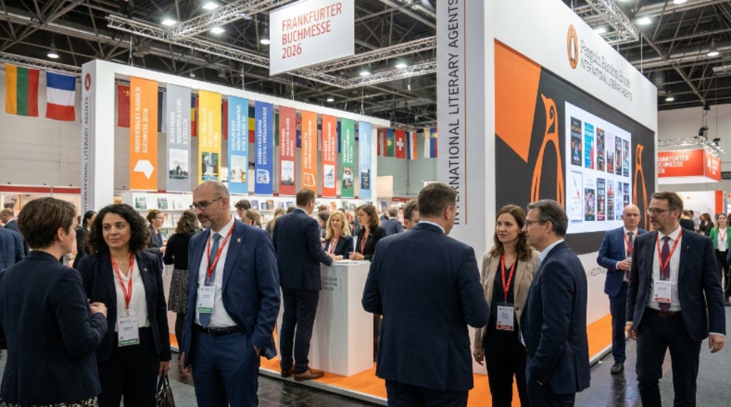 International publishers and visitors at exhibitor stands during Frankfurt Book Fair 2026
